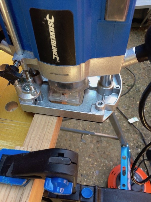 Routing the complete length of the back of the heel, and about 400mm of the back of the neck for a nice rounded profile.